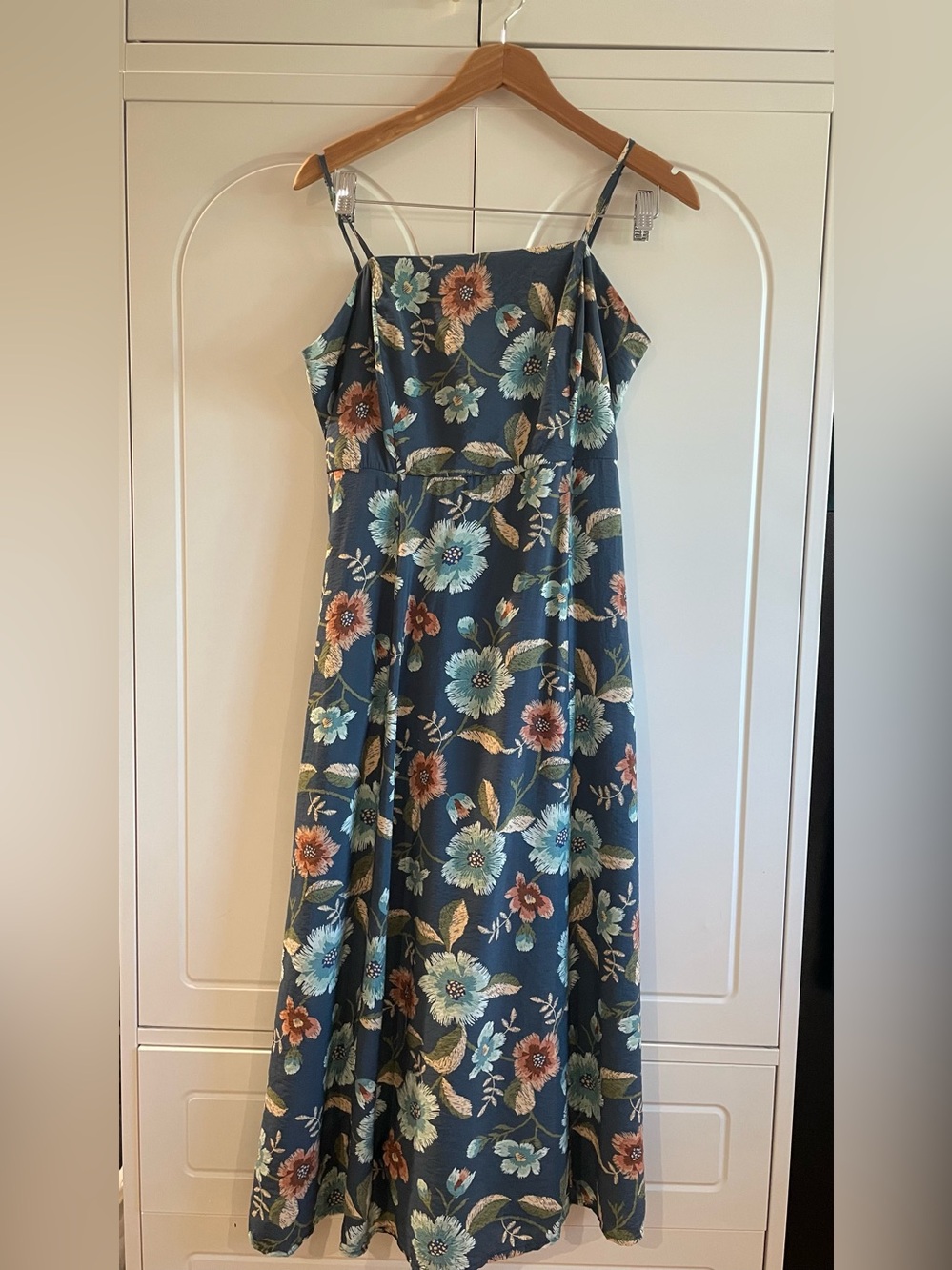 Joie Floral Navy Spaghetti-Strap Midi Dress